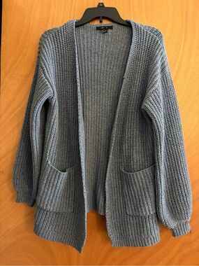 Forever 21 Blue Open-Front Chunky Knit Cardigan